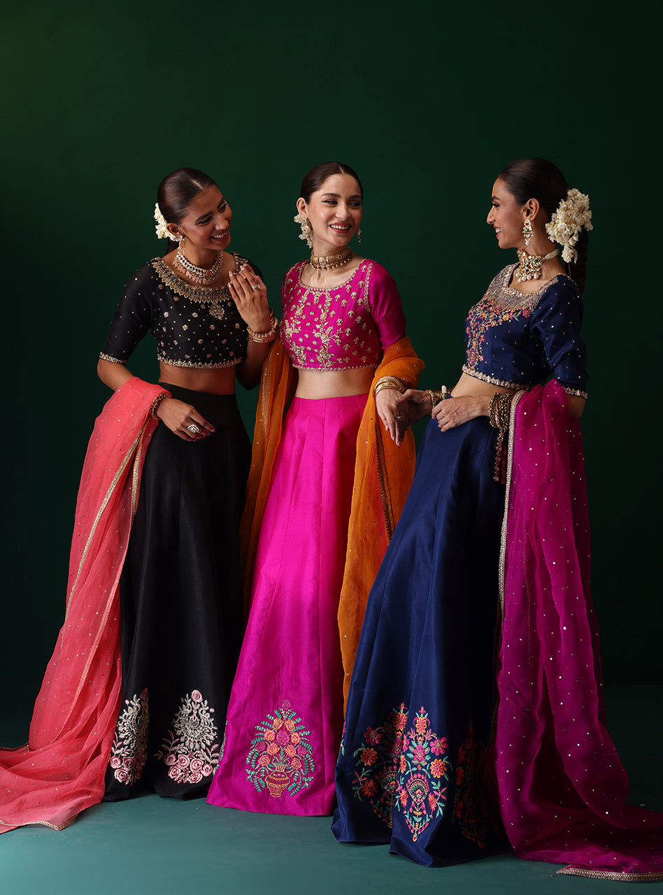 Fuchsia Embroidered Rawsilk Sharara Set (3-Piece) - Image 14