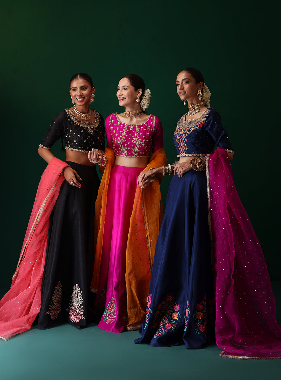 Fuchsia Embroidered Rawsilk Sharara Set (3-Piece) - Image 17