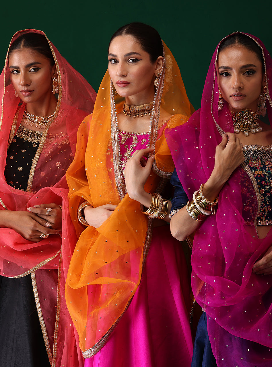 Fuchsia Embroidered Rawsilk Sharara Set (3-Piece) - Image 19