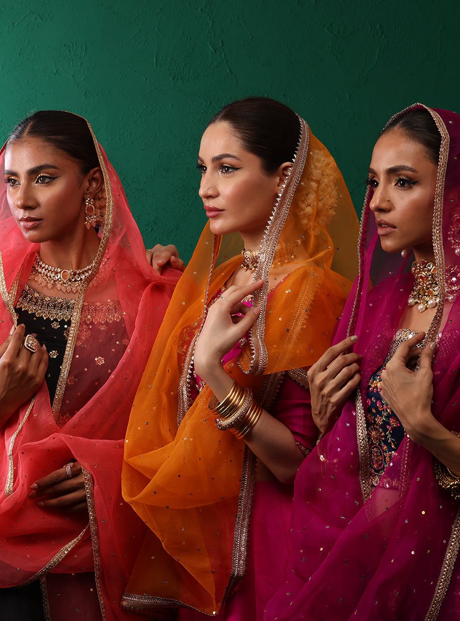 Fuchsia Embroidered Rawsilk Sharara Set (3-Piece) - Image 22