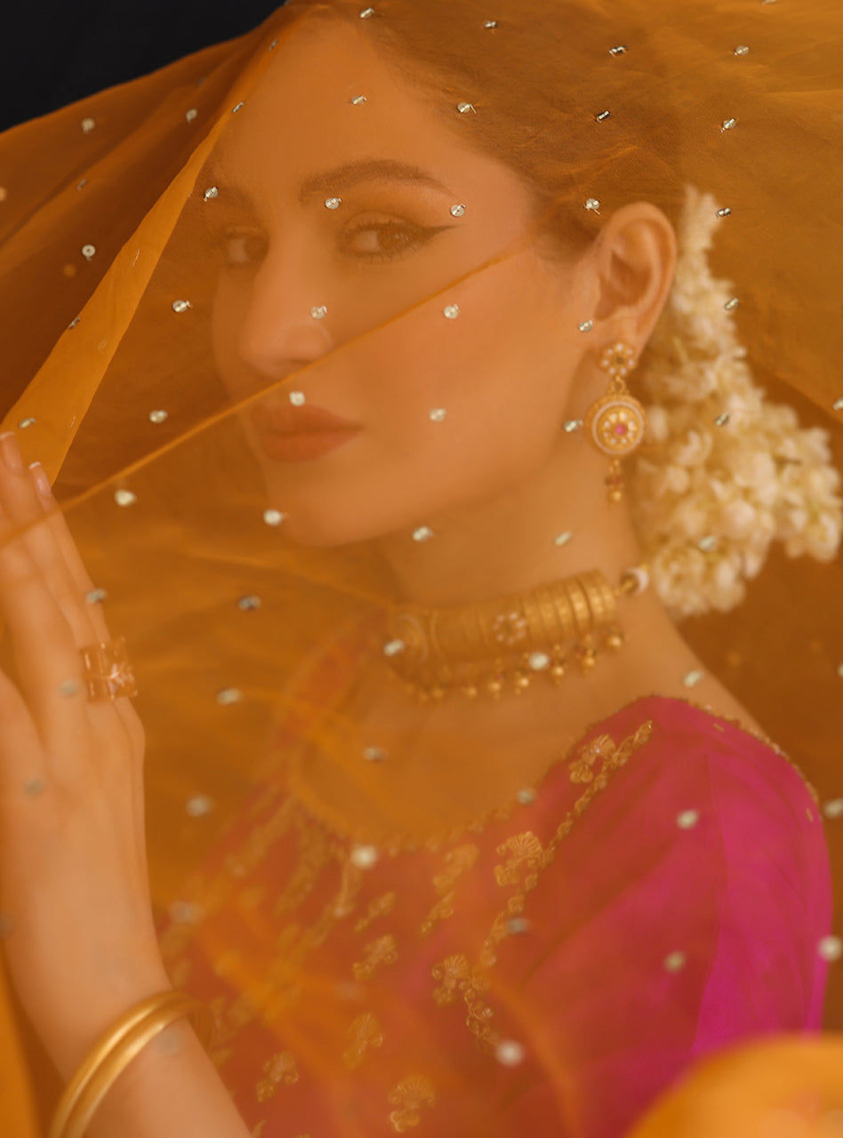 Fuchsia Embroidered Rawsilk Sharara Set (3-Piece) - Image 4