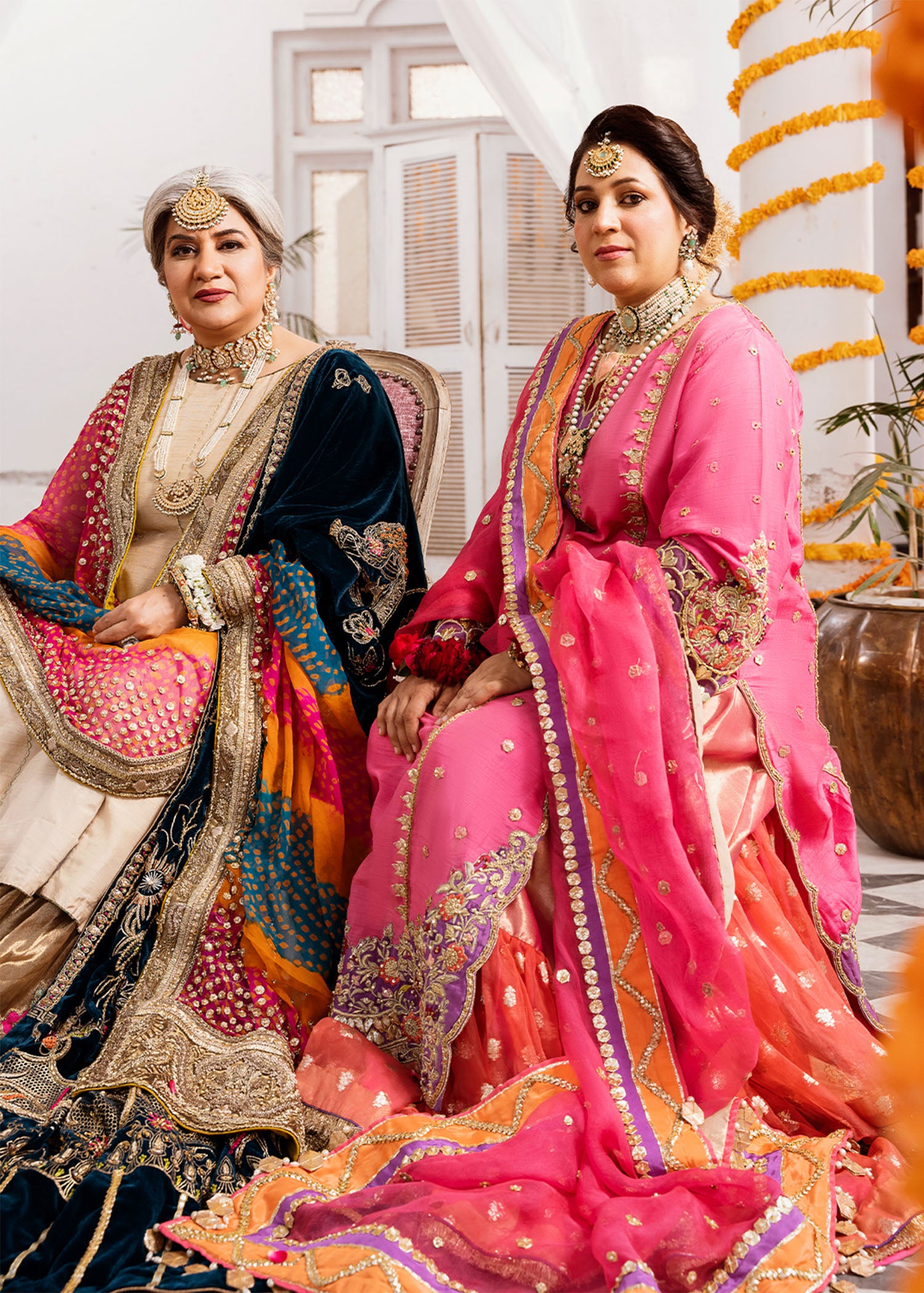 Pakistani Candy Pink Embroidered Silk Sharara (3-Piece) - Image 2