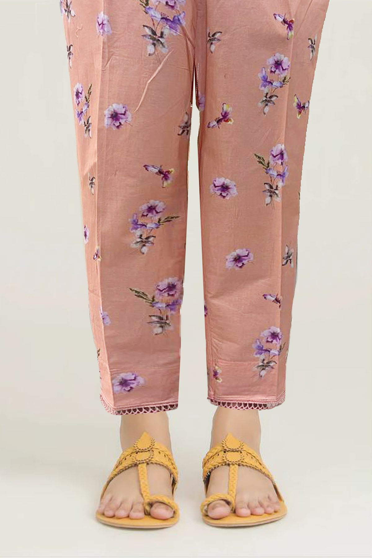 Pakistani Peach Digital Printed Cotton Trouser (1-Pc) - Image 1