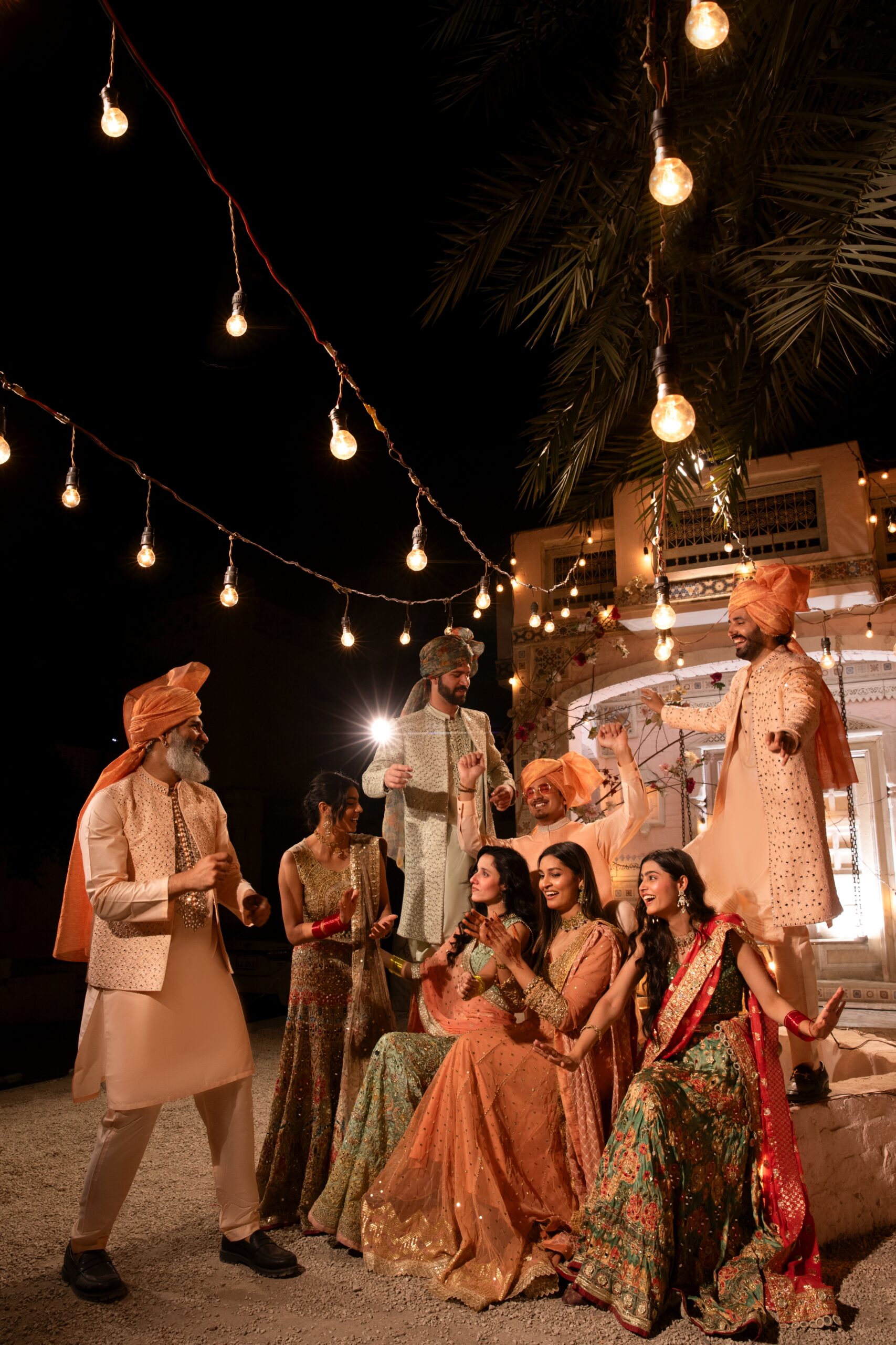 Peach Mirror Embroidered Lightweight Waistcoat Kurta (3-Piece) - Image 4