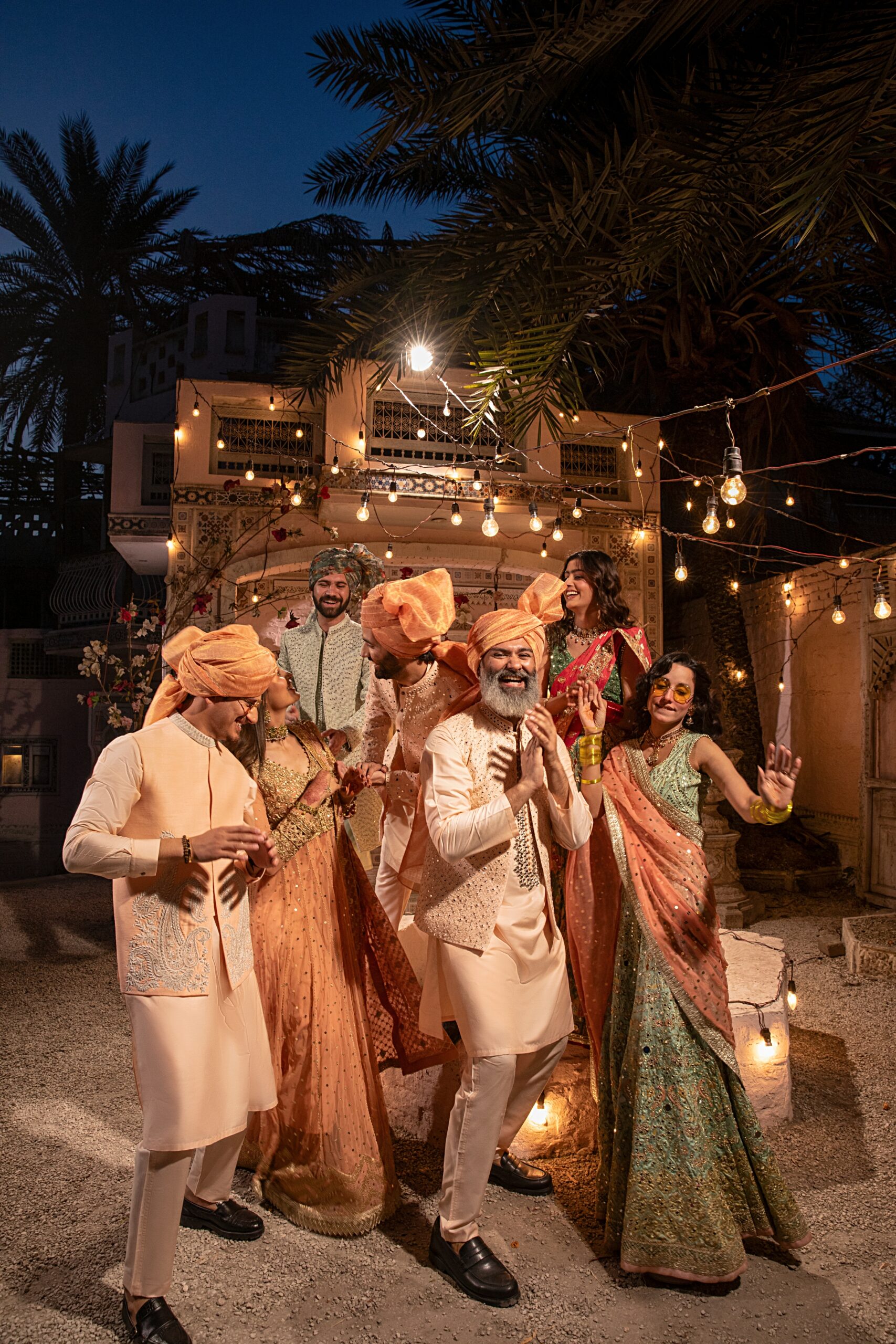 Peach Mirror Embroidered Lightweight Waistcoat Kurta (3-Piece) - Image 5