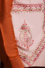 Powder Pink Embroidered Silk-Blend Waistcoat Kurta (3-Piece) - Image 5
