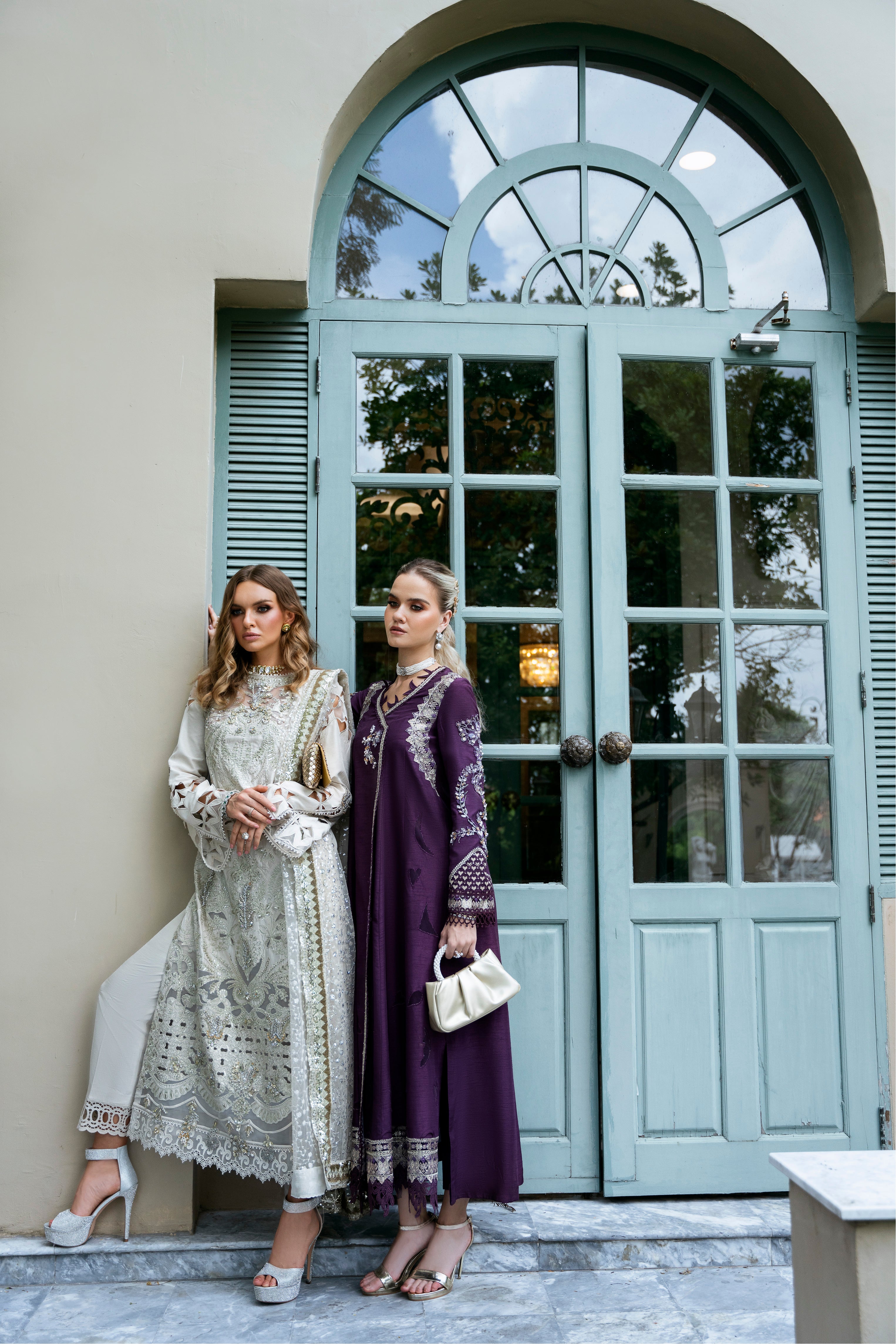 Deep Plum Embroidered Raw Silk Salwar Kameez (2-Piece) - Image 5