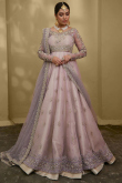 Light Purple Zardozi Organza Anarkali Dress (2-Piece) - Image 1