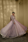 Light Purple Zardozi Organza Anarkali Dress (2-Piece) - Image 2