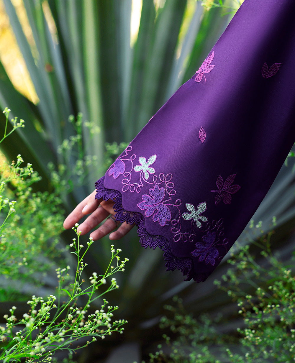 Deep Purple Embroidered Lawn Angrakha (3-Piece) - Image 6