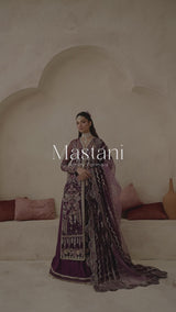 Pakistani Deep Plum Hand-Embellished Organza Anarkali Dress (3-Piece) - Image 13