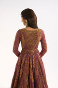 Pakistani Purple Embroidered Net Anarkali Dress (3-Piece) - Image 3