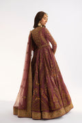 Pakistani Purple Embroidered Net Anarkali Dress (3-Piece) - Image 4
