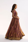 Pakistani Purple Embroidered Net Anarkali Dress (3-Piece) - Image 5