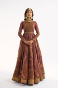 Pakistani Purple Embroidered Net Anarkali Dress (3-Piece) - Image 6