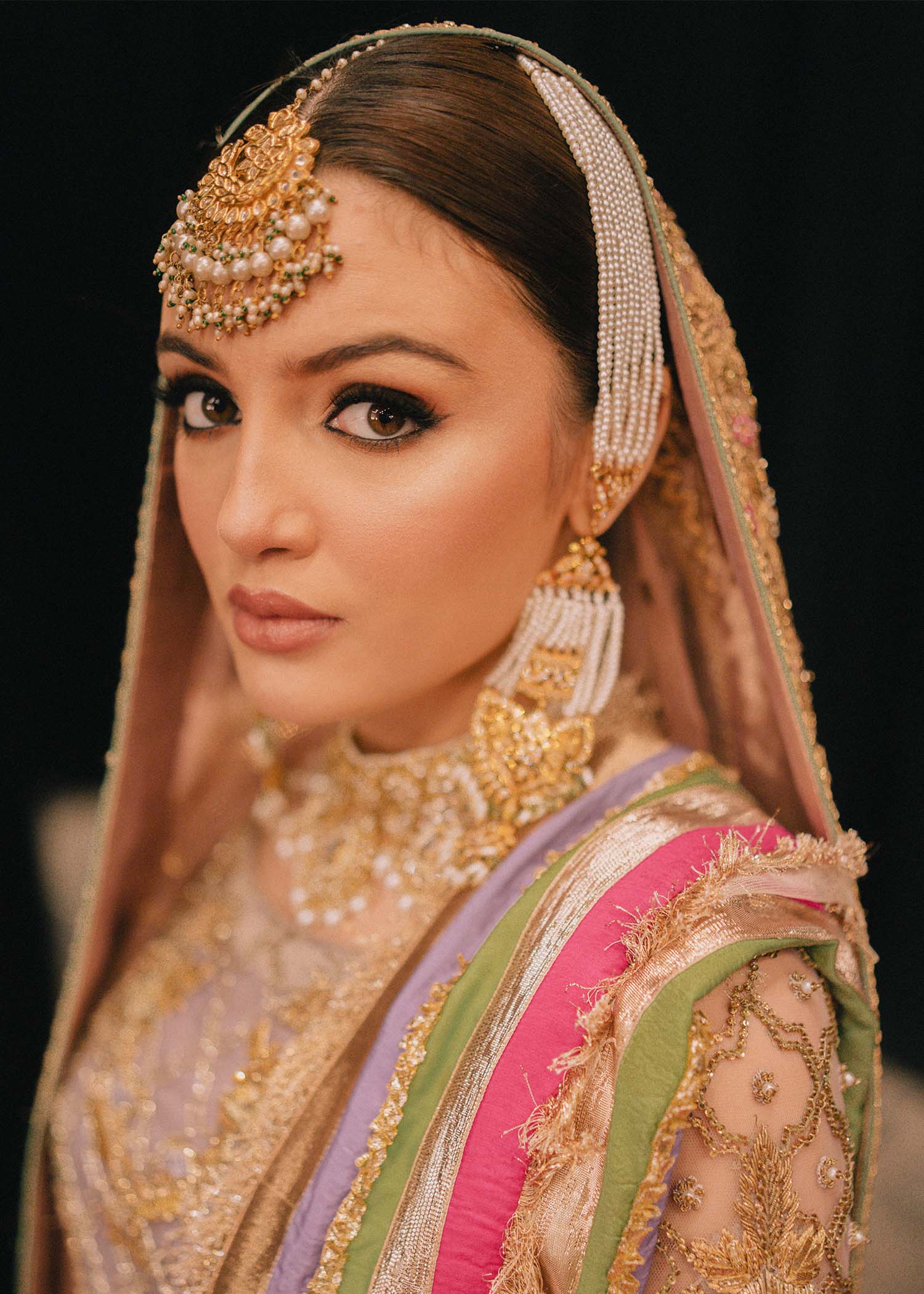 Pakistani Lilac Gota Nakshi Net Anarkali Dress (1-Pc) - Image 3