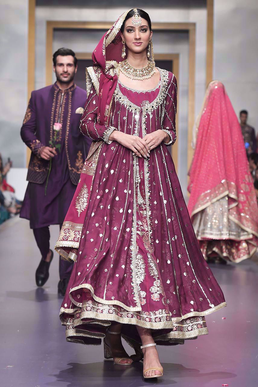 Purple Zardozi & Mirror Work Organza Anarkali (3-Piece) - Image 1