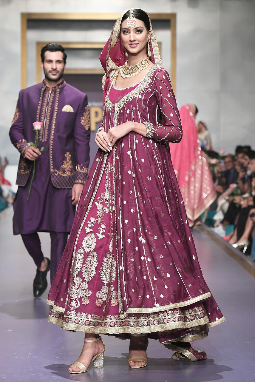 Purple Zardozi & Mirror Work Organza Anarkali (3-Piece) - Image 2