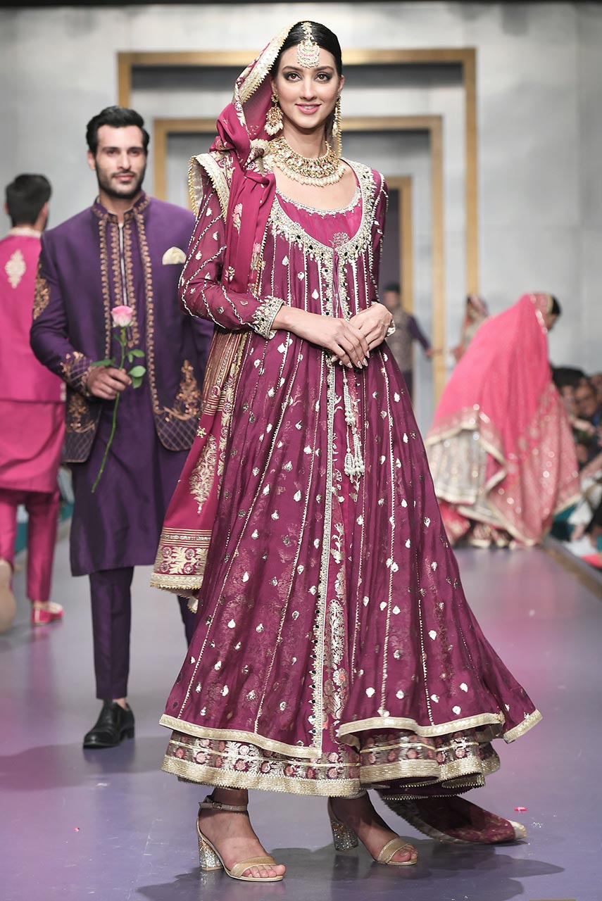 Purple Zardozi & Mirror Work Organza Anarkali (3-Piece) - Image 3