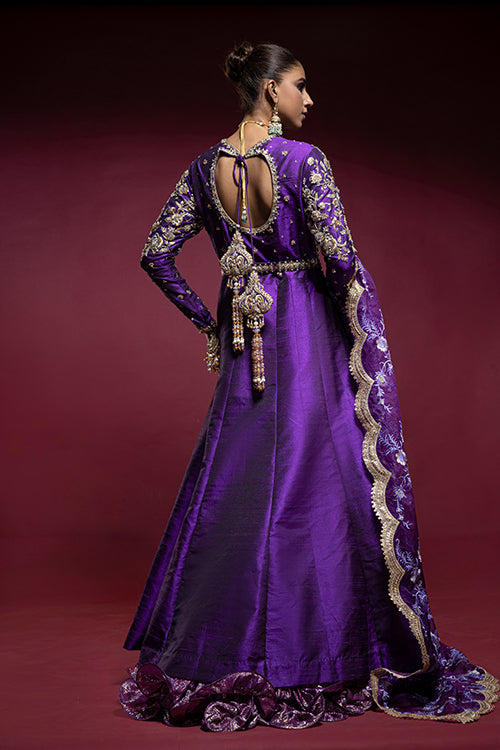 Purple Zardozi & Crystal Raw Silk Anarkali (2-Piece) - Image 8