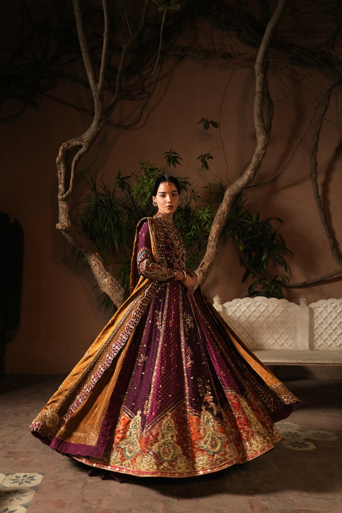 Deep Purple Embellished Silk Angrakha (2-Piece) - Image 2