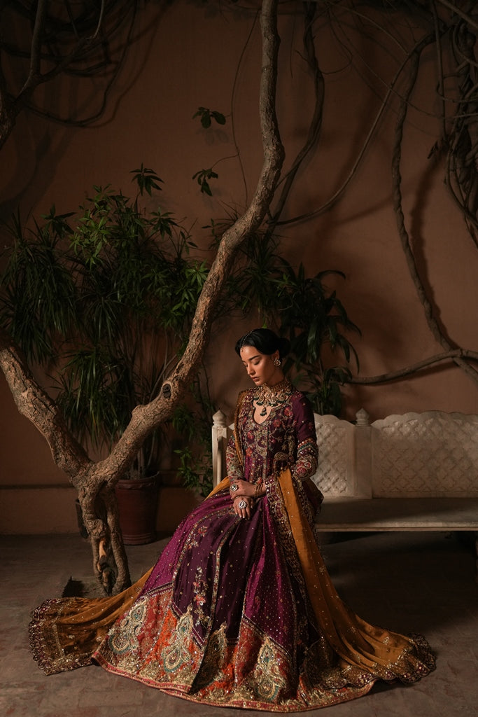 Deep Purple Embellished Silk Angrakha (2-Piece) - Image 3