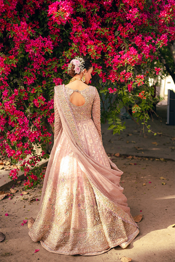 Indian Lilac Zari Net Angrakha Dress (3-Piece) - Image 4