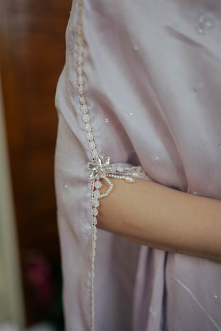 Lilac Embellished Chiffon Cape Dress (2-Piece) - Image 3