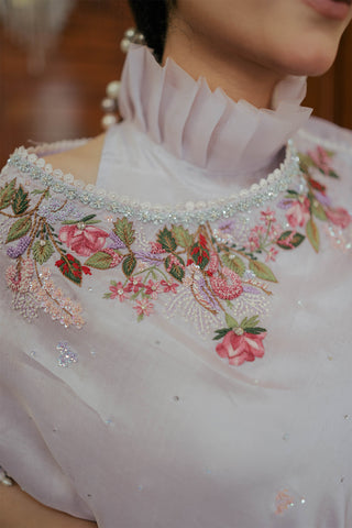 Lilac Embellished Chiffon Cape Dress (2-Piece) - Image 4