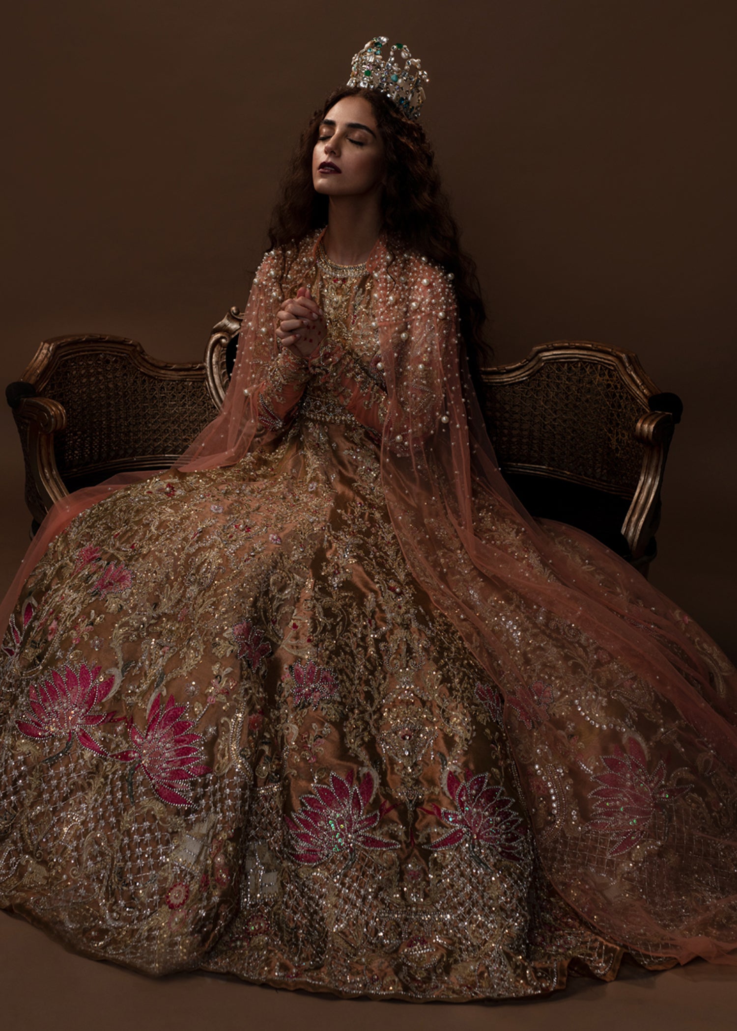 Plum Embellished Raw Silk Cape Dress (1-Pc) - Image 2