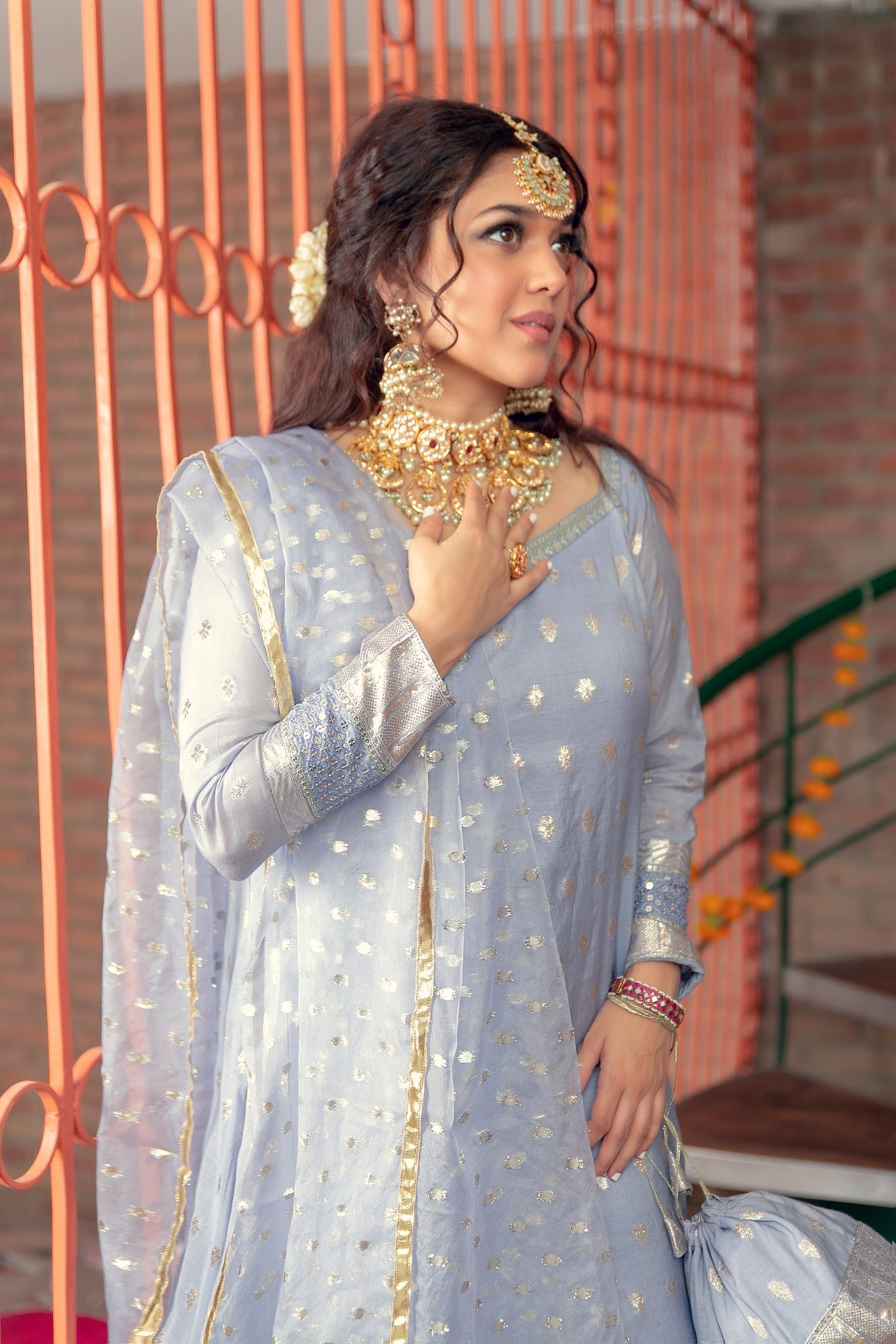 Light Purple Zari Gota Karandi Gharara (3-Piece) - Image 1