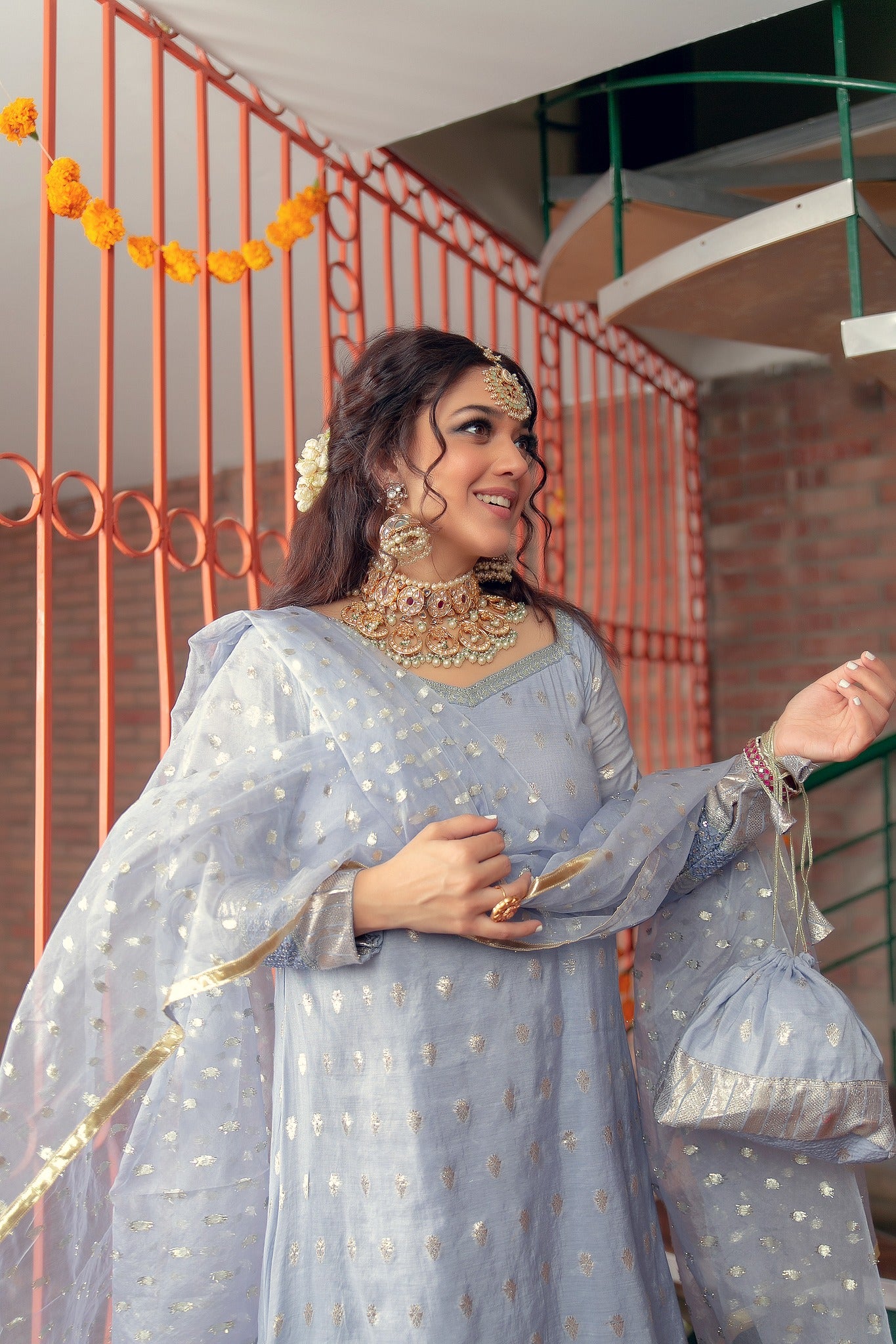 Light Purple Zari Gota Karandi Gharara (3-Piece) - Image 2