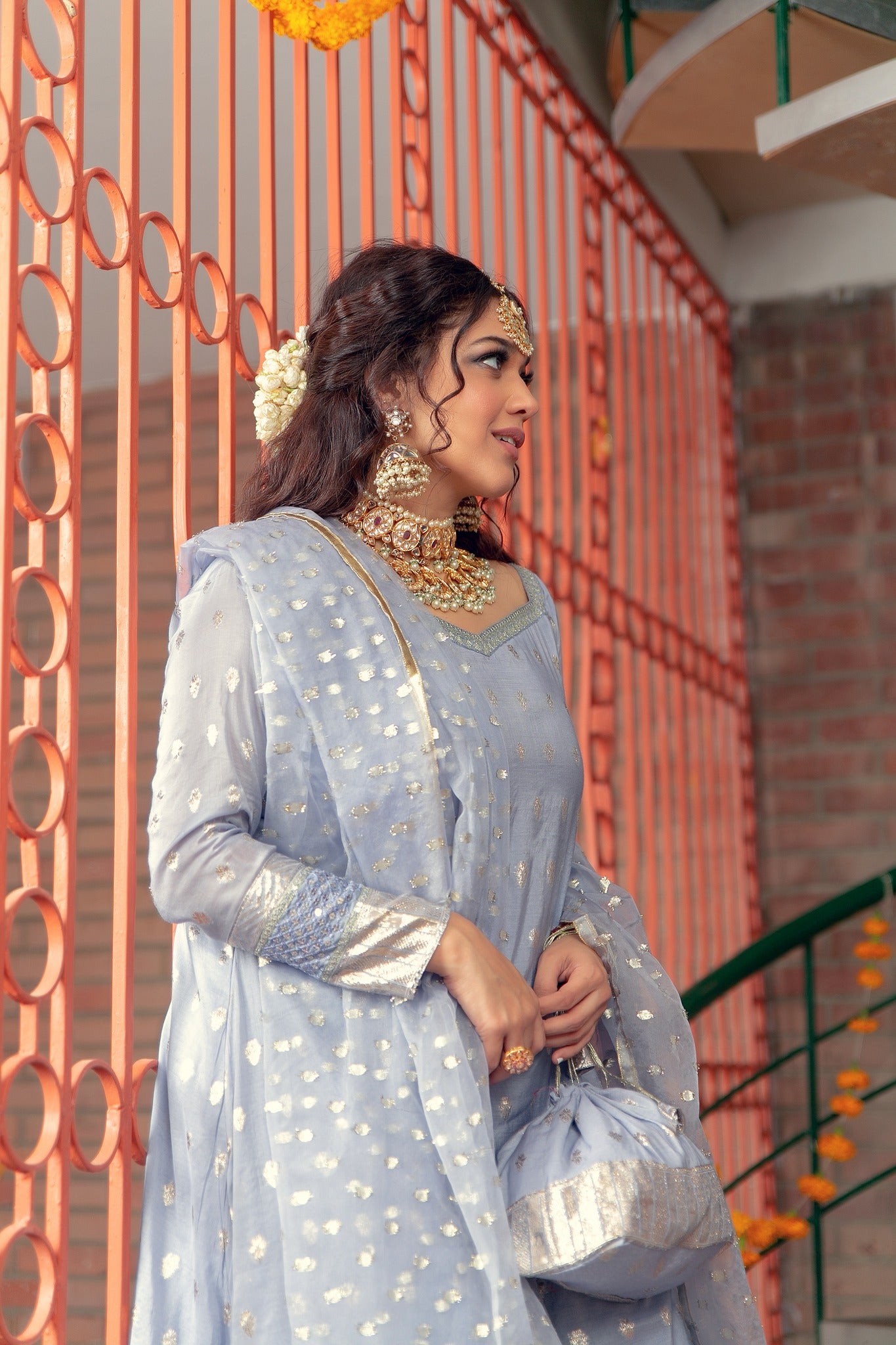 Light Purple Zari Gota Karandi Gharara (3-Piece) - Image 3