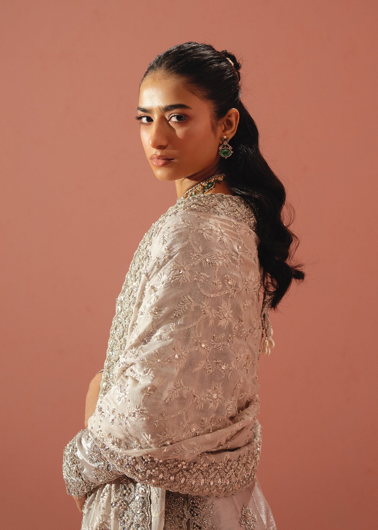 Lilac Zardozi Tissue Gharara Set (3-Piece) - Image 3