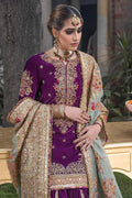 Deep Purple Embellished Velvet Gharara (3-Piece) - Image 4