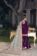 Deep Purple Embellished Velvet Gharara (3-Piece) - Image 6