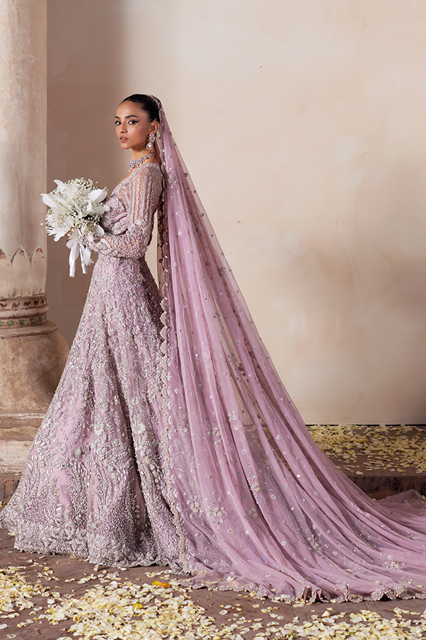 Lavender 3D Embellished Net Bridal Gown (2-Piece) - Image 4