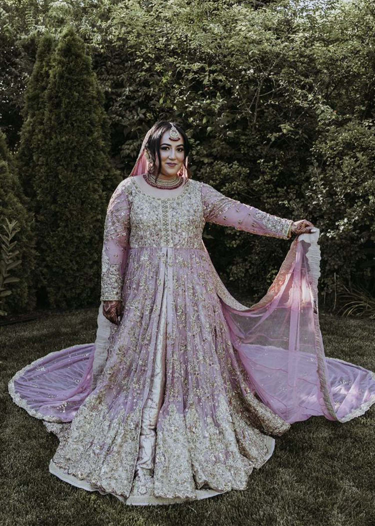 Lavender Embellished Net Bridal Gown (2-Piece) - Image 1