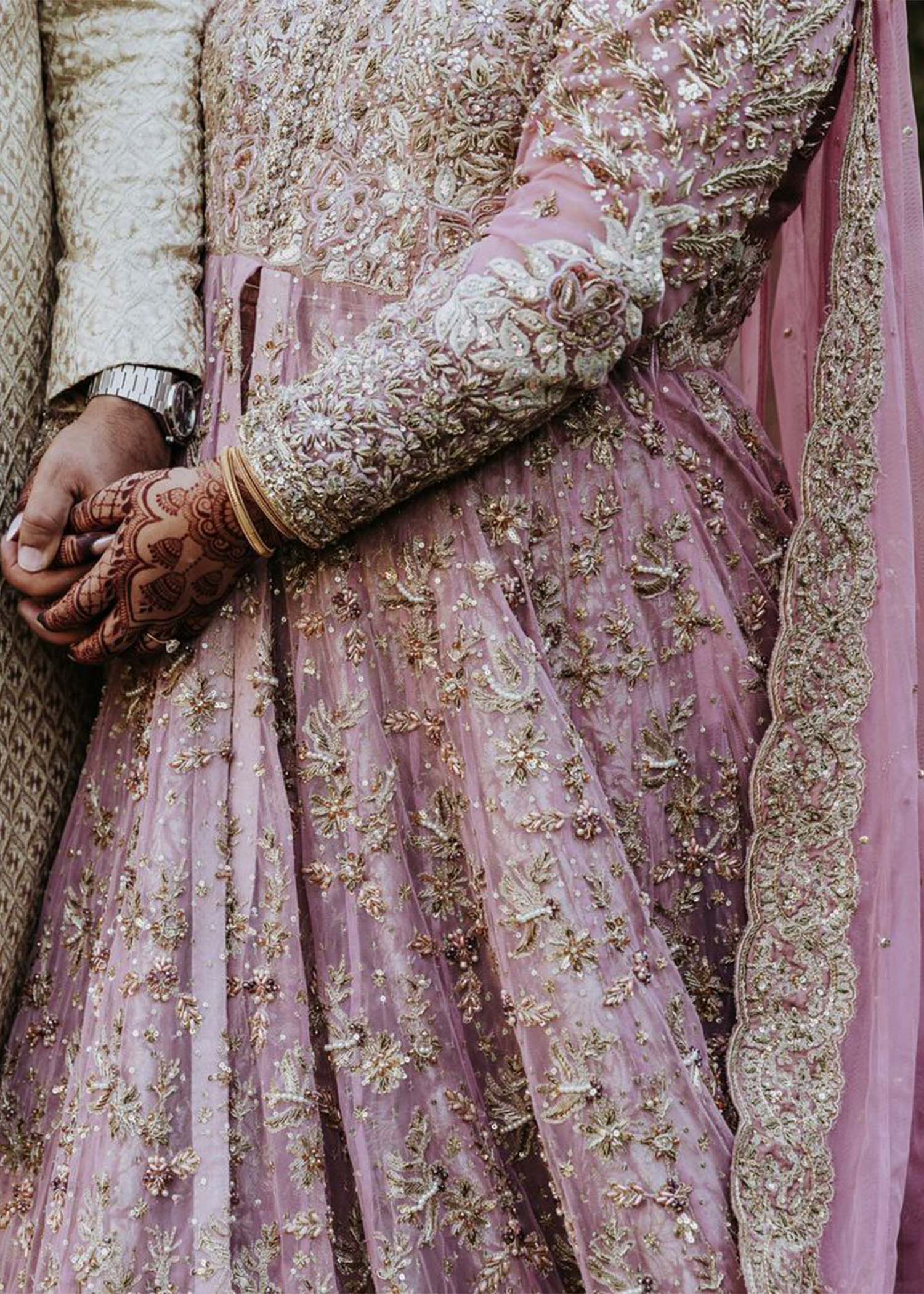 Lavender Embellished Net Bridal Gown (2-Piece) - Image 2