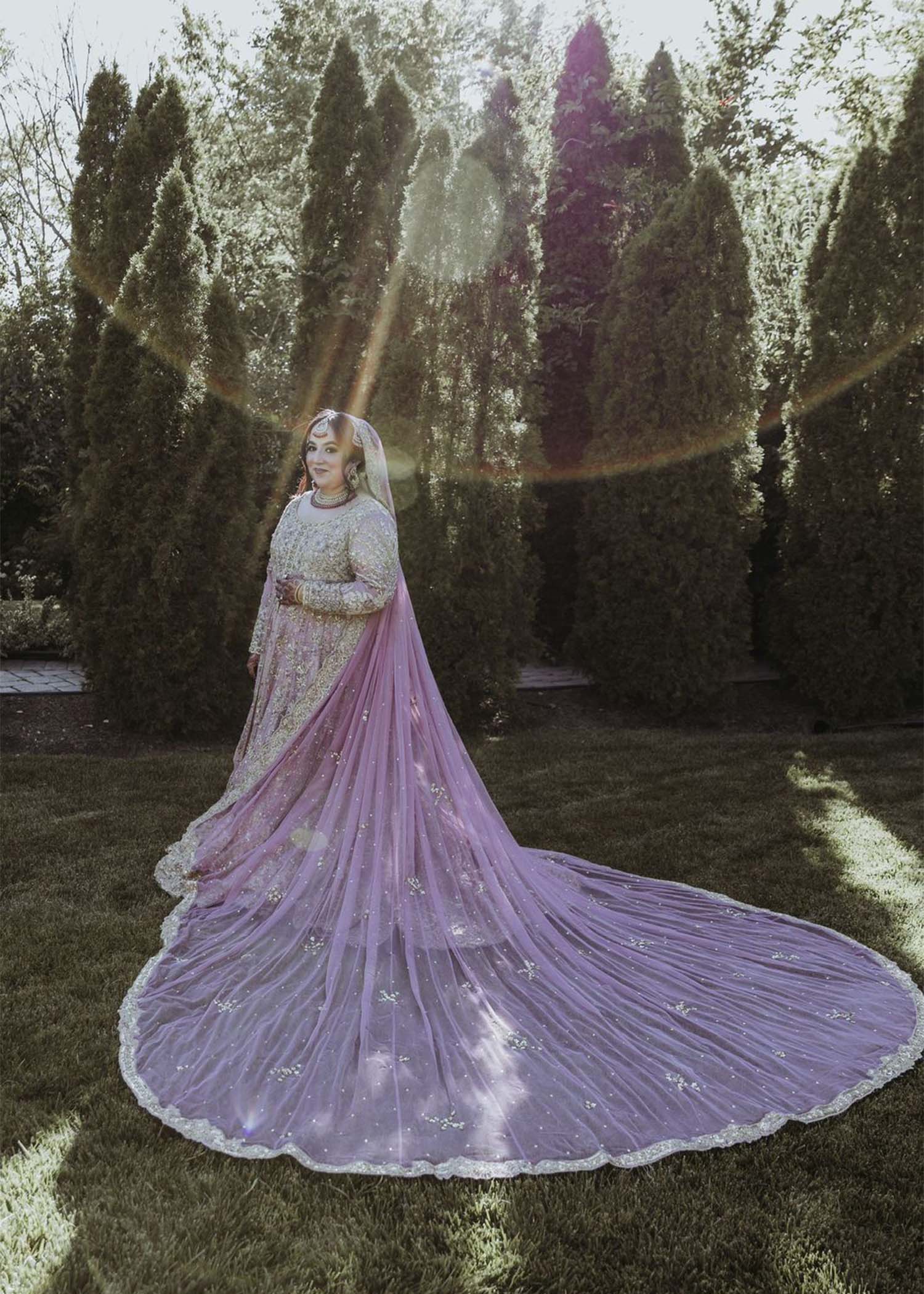 Lavender Embellished Net Bridal Gown (2-Piece) - Image 3