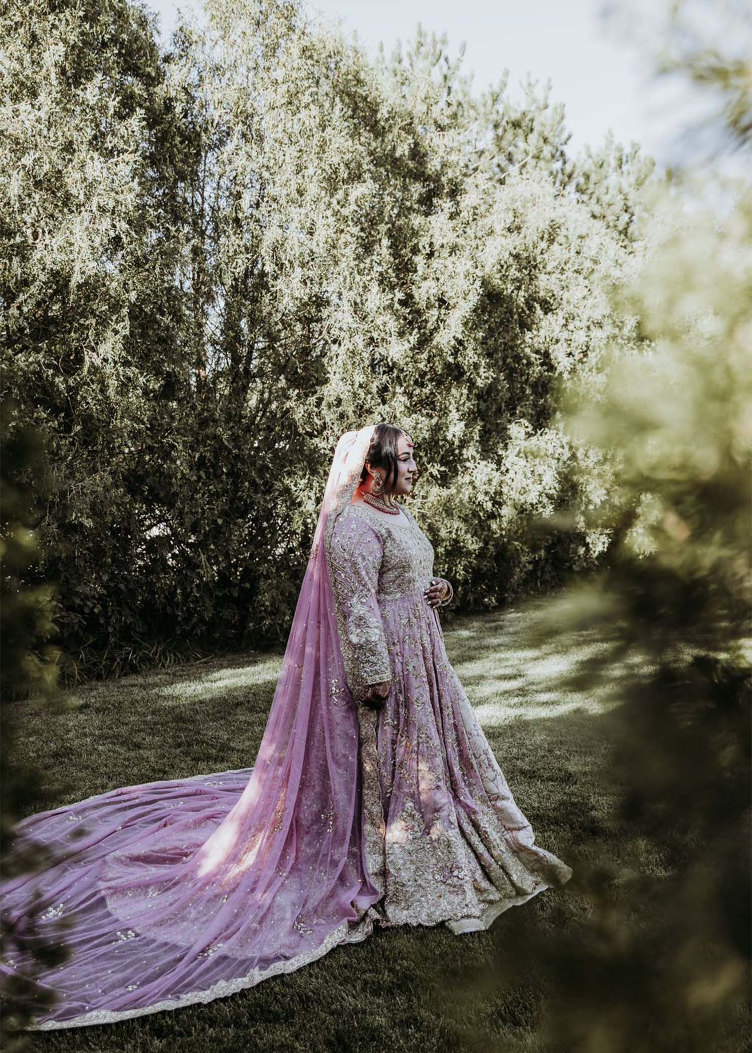 Lavender Embellished Net Bridal Gown (2-Piece) - Image 4