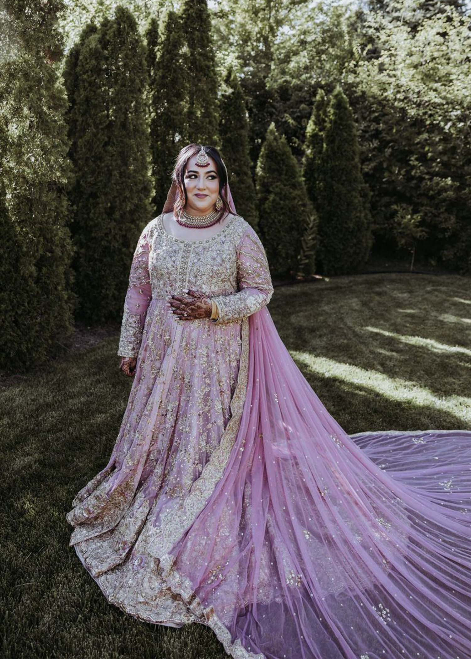 Lavender Embellished Net Bridal Gown (2-Piece) - Image 5