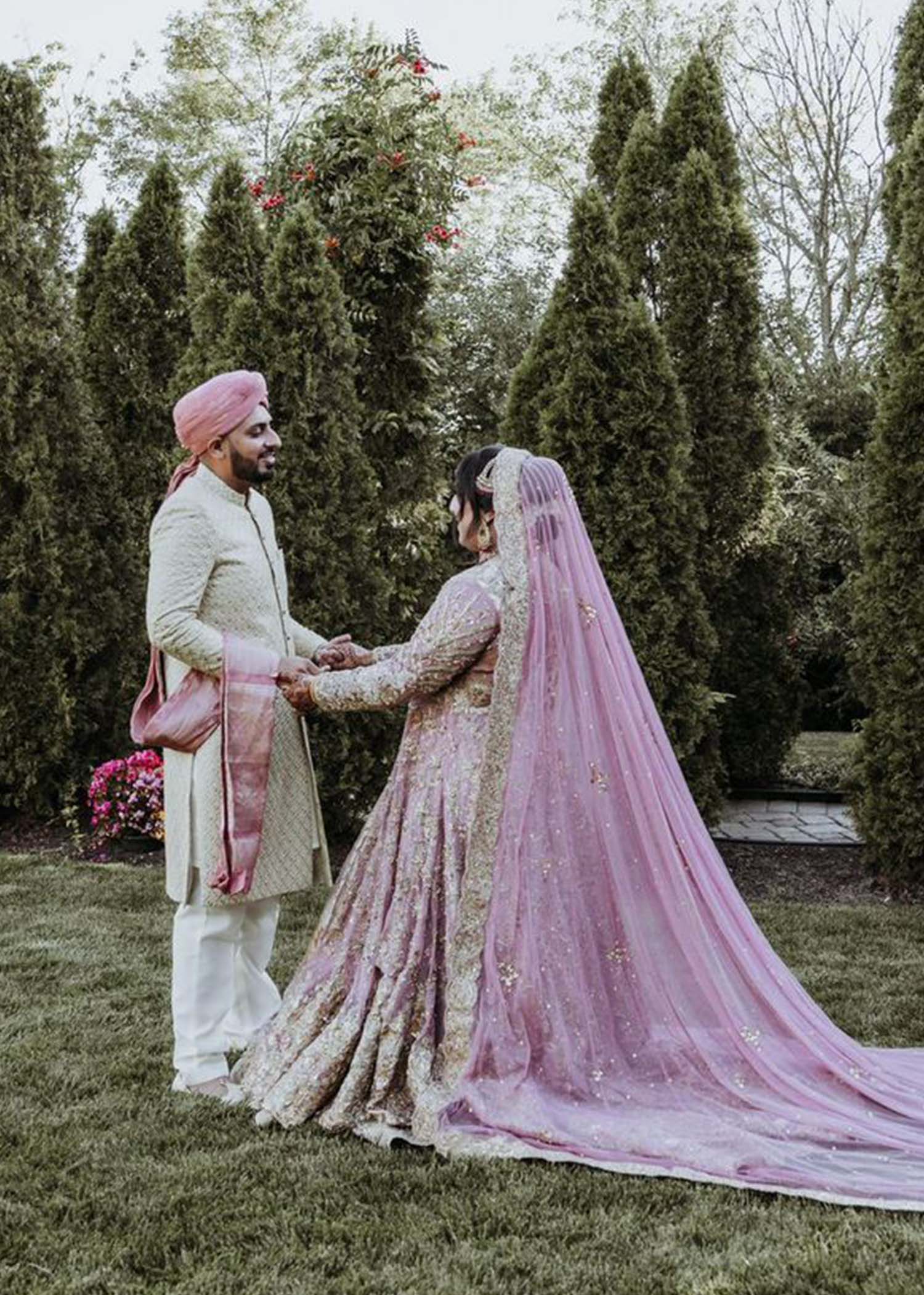 Lavender Embellished Net Bridal Gown (2-Piece) - Image 6