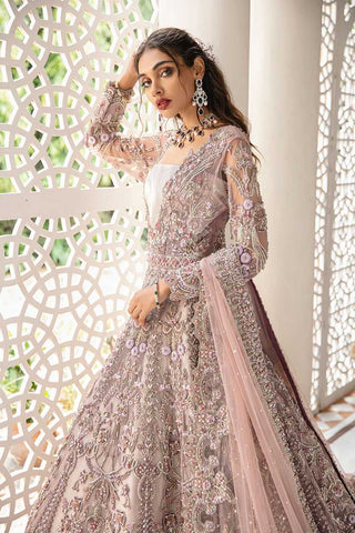 Pakistani Lavender Hand-Embellished Net Bridal Gown (2-Piece) - Image 3