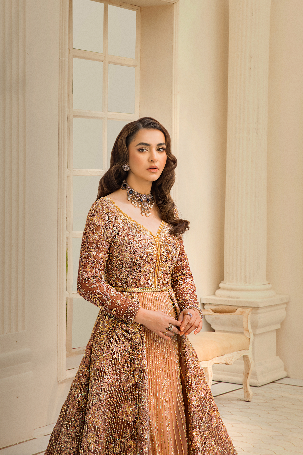 Plum Embellished Organza Bridal Maxi (2-Piece) - Image 7