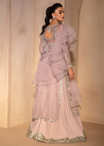 Indian Lilac Embroidered Organza & Raw Silk Gown (3-Piece) - Image 4
