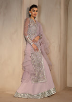 Indian Lilac Embroidered Organza & Raw Silk Gown (3-Piece) - Image 8
