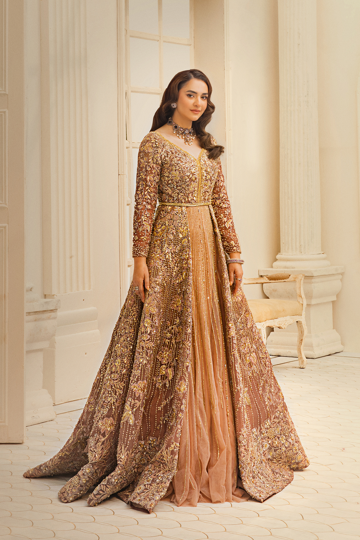 Plum Embellished Organza Bridal Maxi (2-Piece) - Image 3