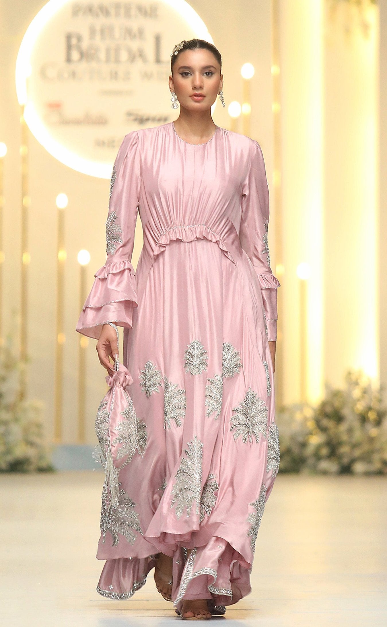 Lilac Crystal-Embellished Raw Silk High-Low Gown (2-Piece) - Image 1