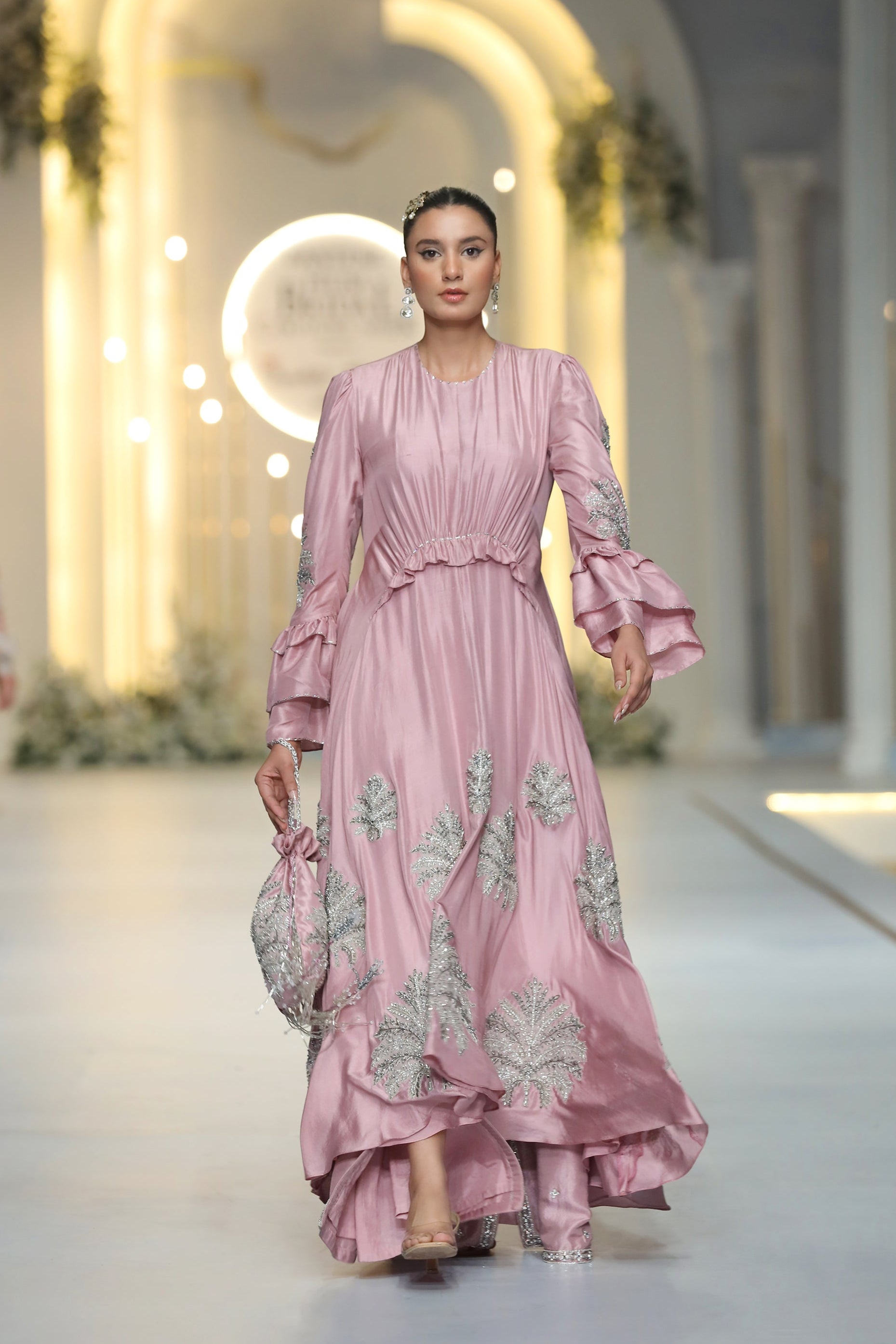 Lilac Crystal-Embellished Raw Silk High-Low Gown (2-Piece) - Image 2